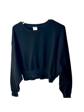 TNA AiryAF Women's Black Fleece Cropped Sweatshirt size L